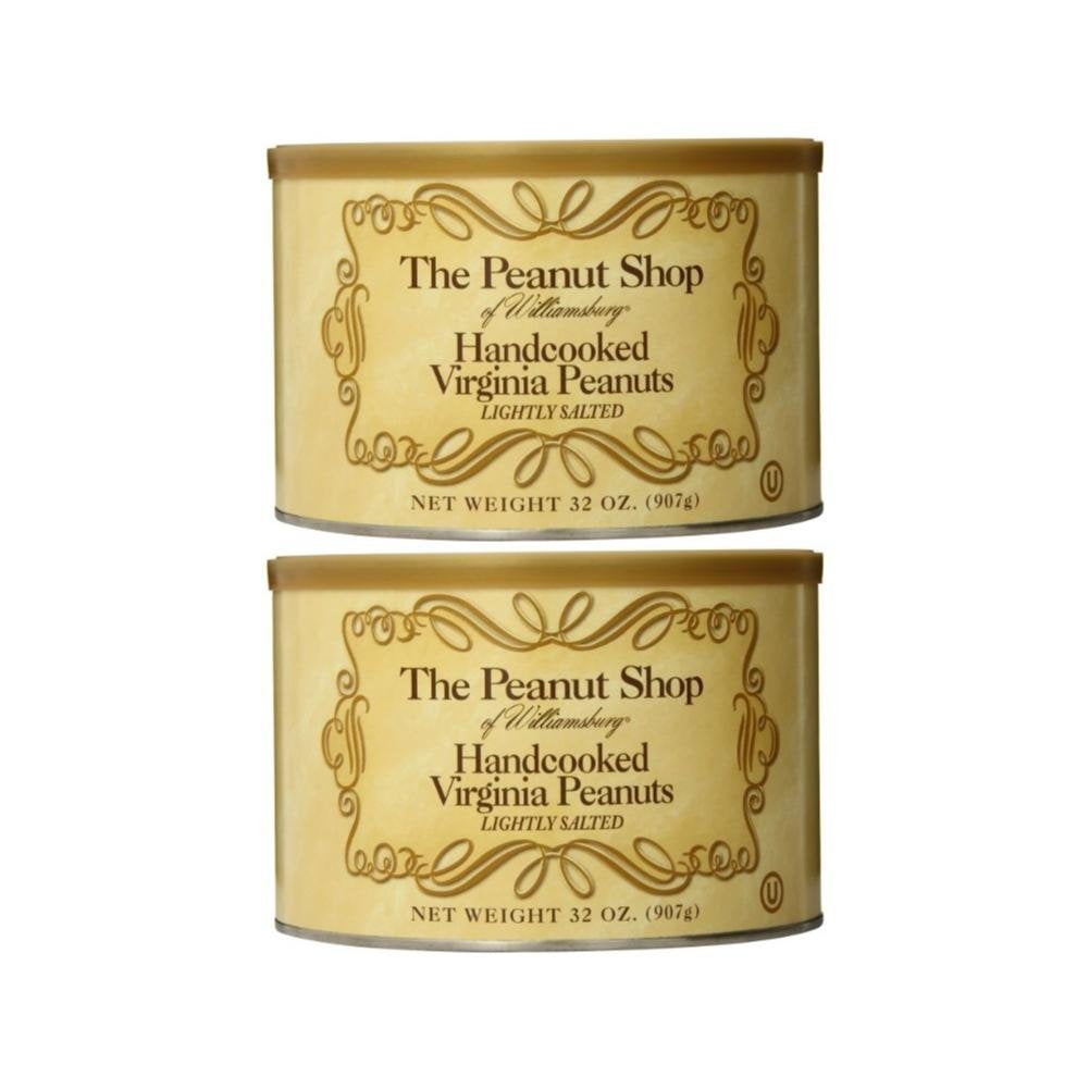 The Peanut Shop of Williamsburg Handcooked Virginia Peanuts – Lightly Salted, 32 oz Pack of 2
