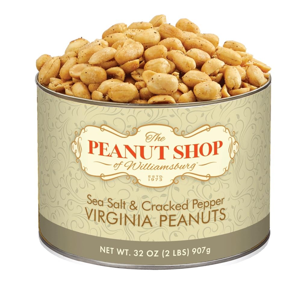 Salted Virginia Peanuts - Gluten-Free, Hand Cooked 32 oz Tin | The Peanut Shop of Williamsburg