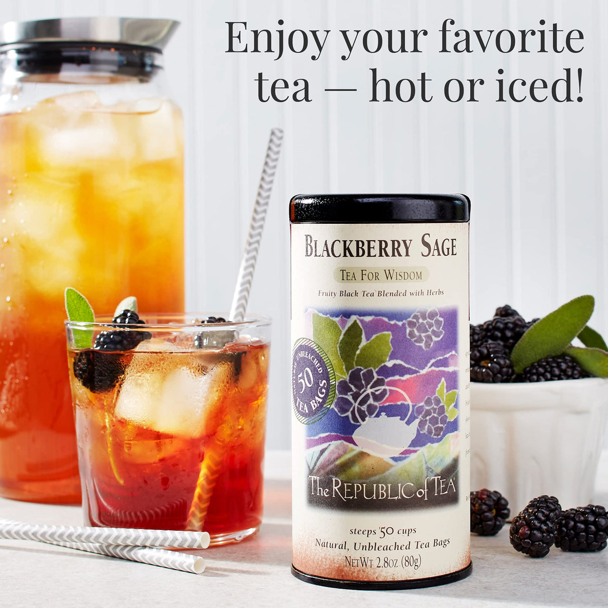 The Republic of Tea Blackberry Sage Black Tea, Refill Bag – 100 Tea Bags