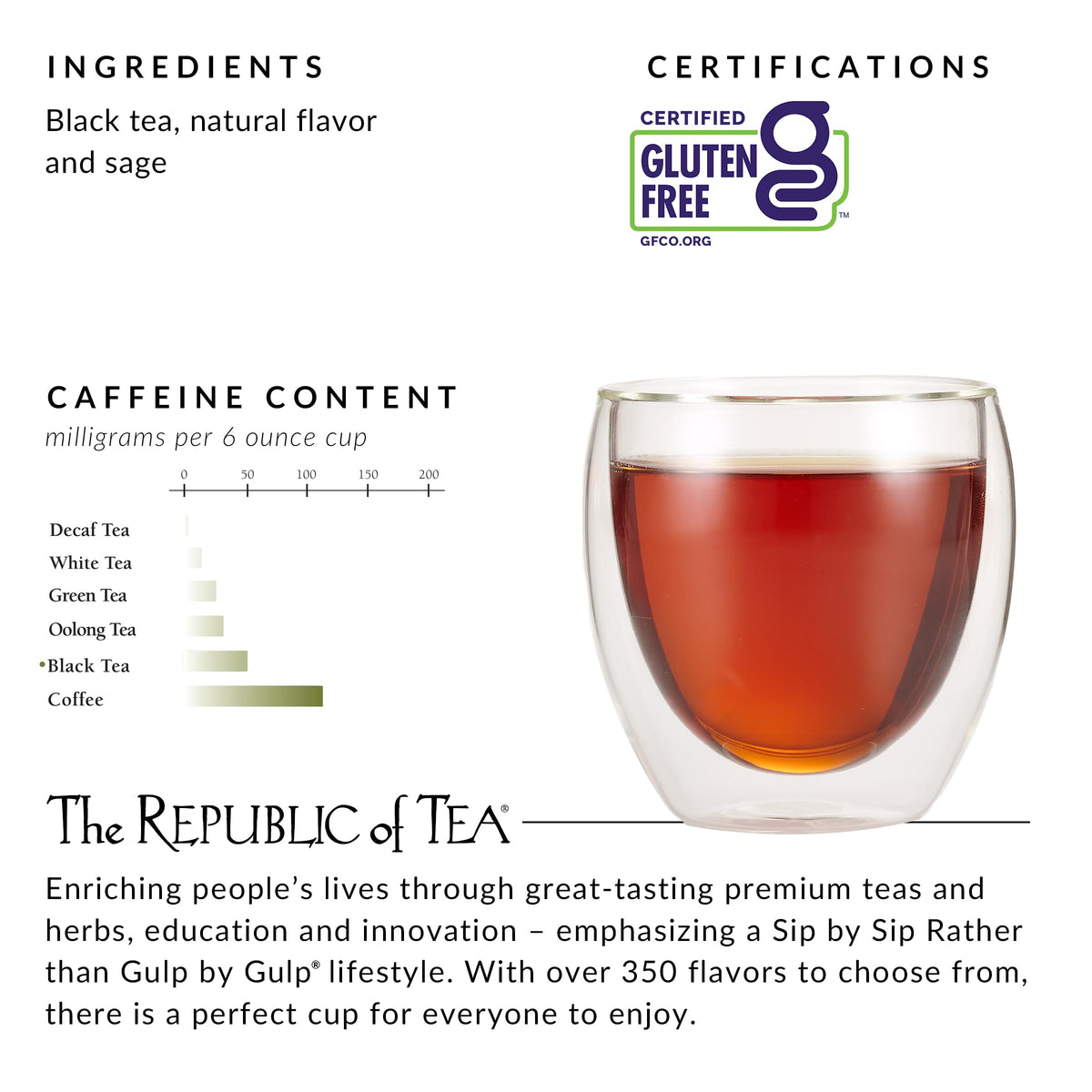 The Republic of Tea Blackberry Sage Black Tea, Refill Bag – 100 Tea Bags