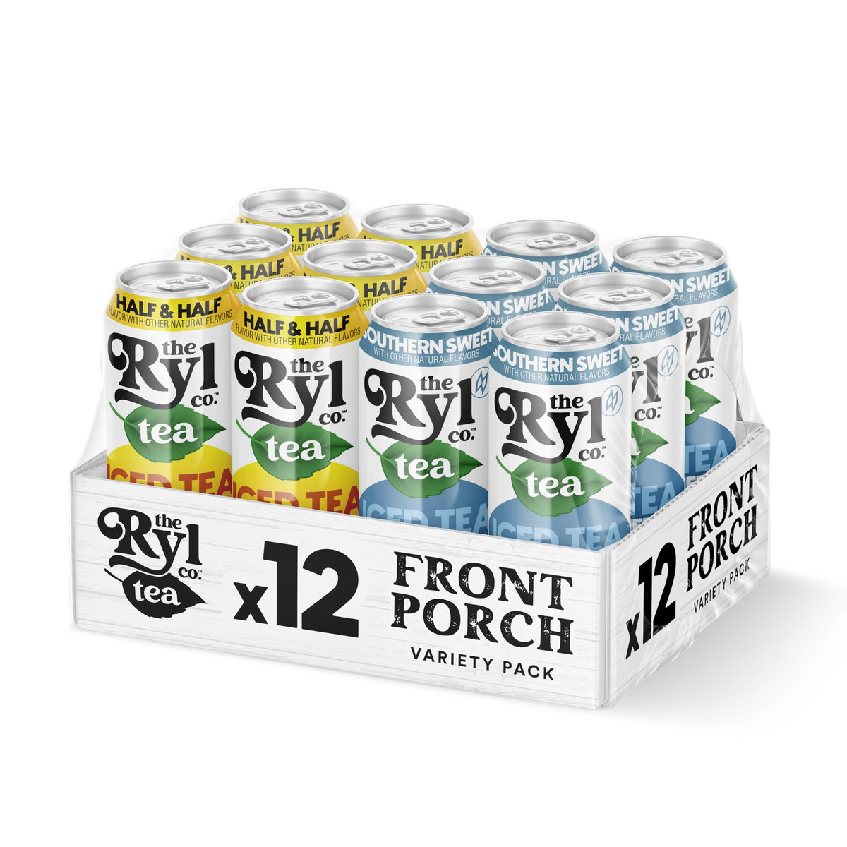 Ryl Co Front Porch Iced Tea – Sweet Tea & Half & Half, Zero Sugar, Low Calorie, Non-GMO, USA Made, 12-Pack, 16 fl oz