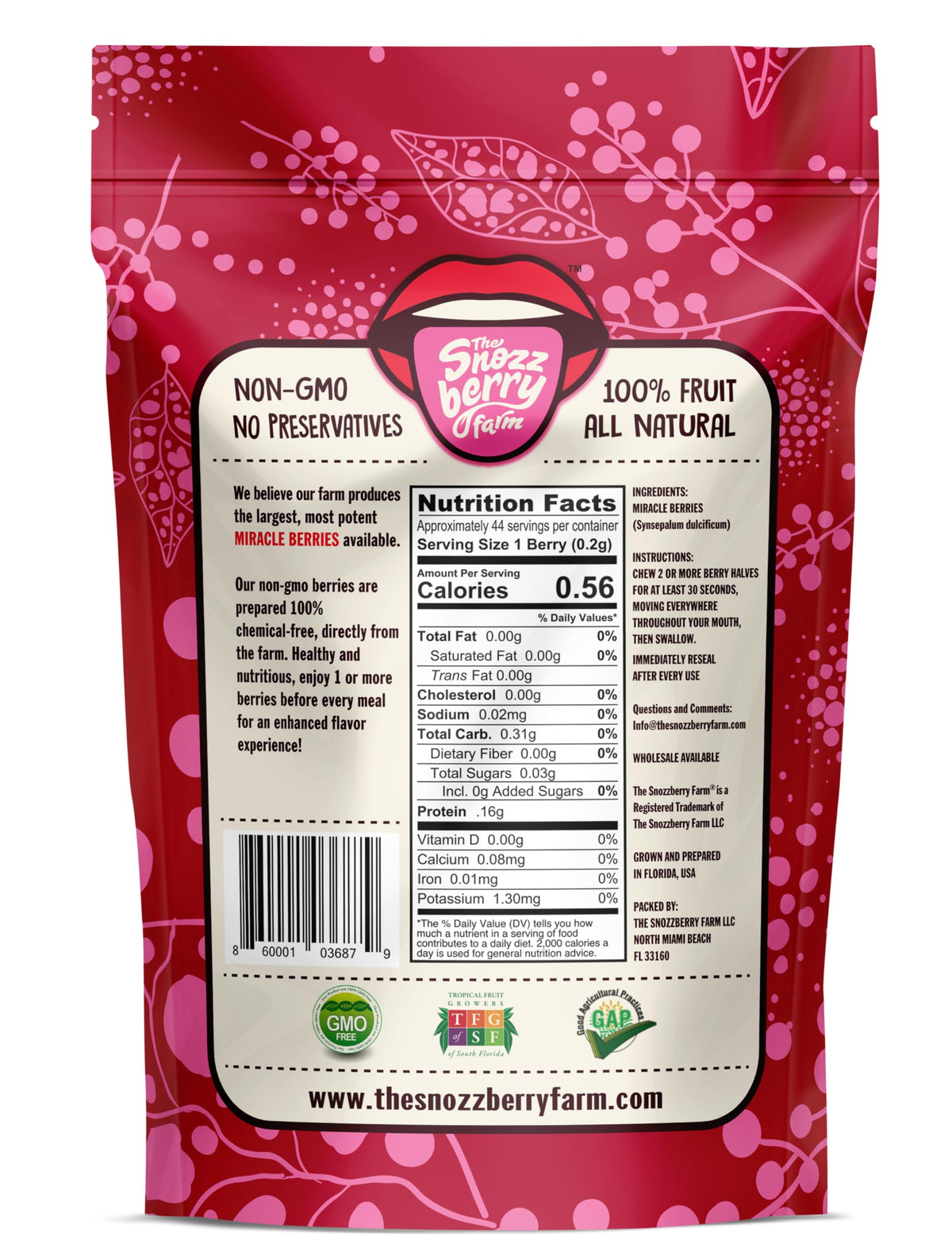 Miracle Berries by Snozzberry Farm | Freeze-Dried 175 Halves | USA-Grown | Turn Sour to Sweet | Bulk & Save
