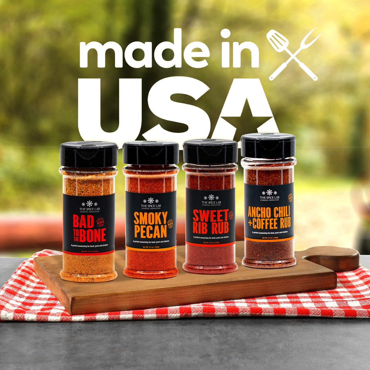 The Spice Lab Grilling Spices Gift Set – 4 BBQ Rubs for Grilling | Kosher Non-GMO, Made in USA