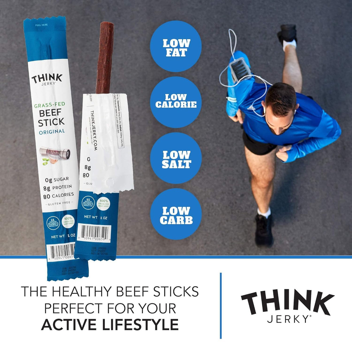 Think Jerky Original Beef Sticks – Gluten & Sugar Free, Nitrate Free, Keto & Paleo Friendly