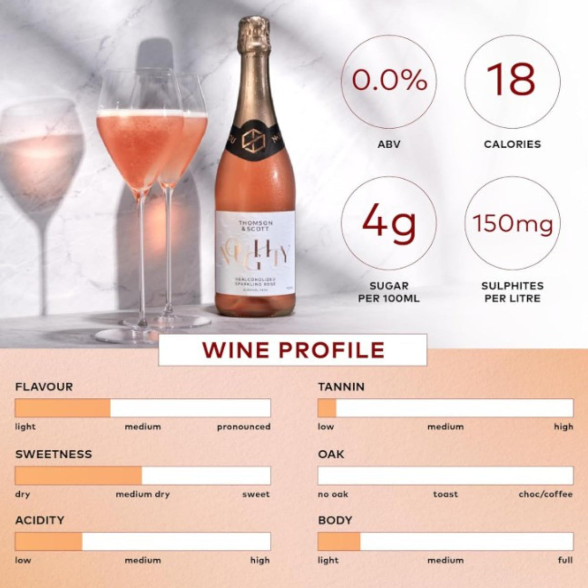 Thomson & Scott Noughty Sparkling Wine Celebration Bundle – Rosé + Chardonnay, 0% ABV, Organic