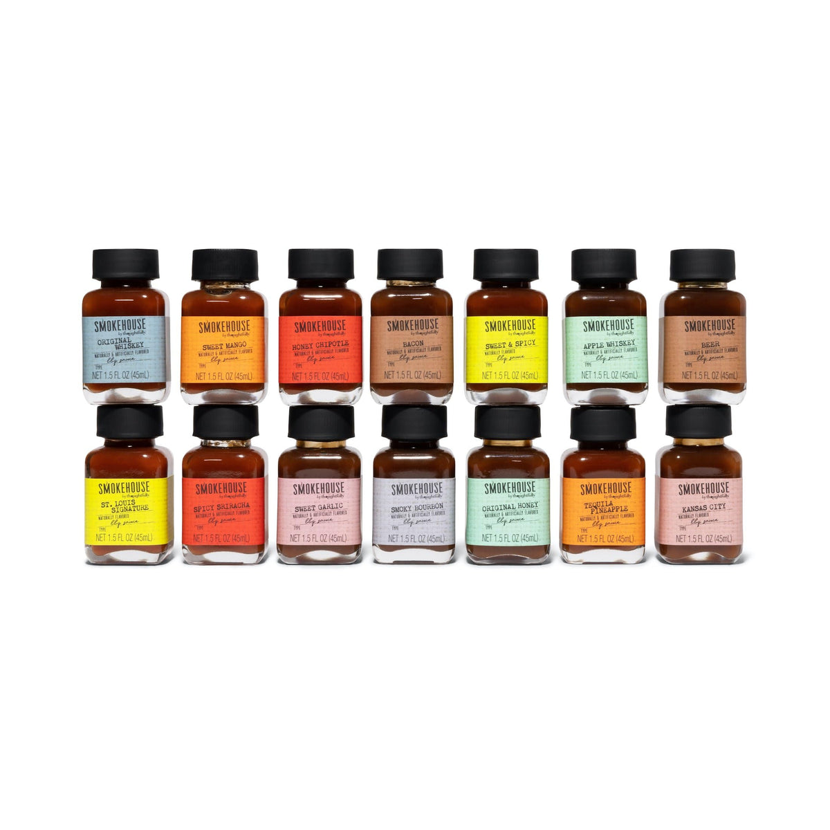 Smokehouse by Thoughtfully – Gourmet BBQ Sauce Sampler (14 Glass Bottles), Vegan & Vegetarian
