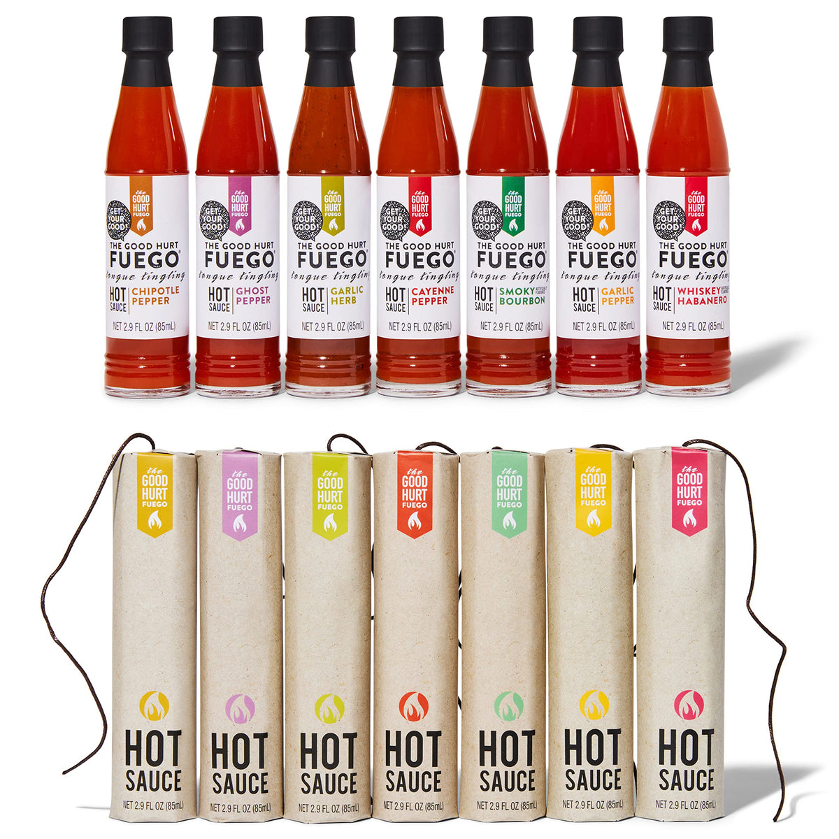 Thoughtfully The Good Hurt Fuego Hot Sauce Sampler Gift Set — 7 Flavors