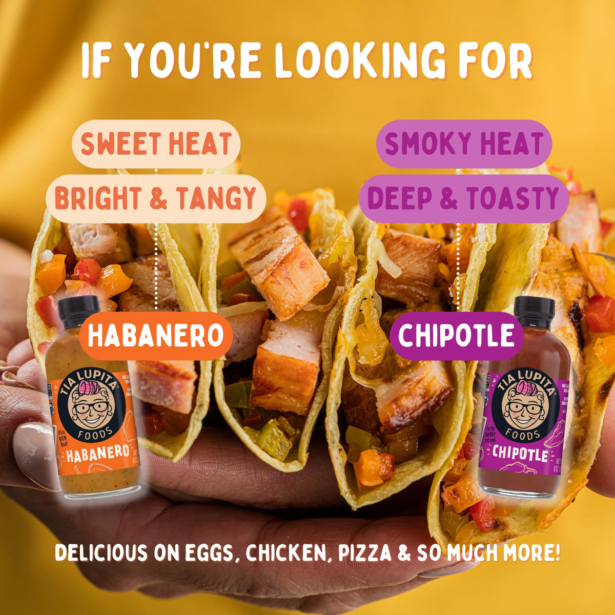 TIA LUPITA Hot Sauce Variety Pack – 4 Flavors: Jalapeño, Salsa Verde, Habanero, Chipotle | Gluten-Free, Non-GMO, Sugar-Free