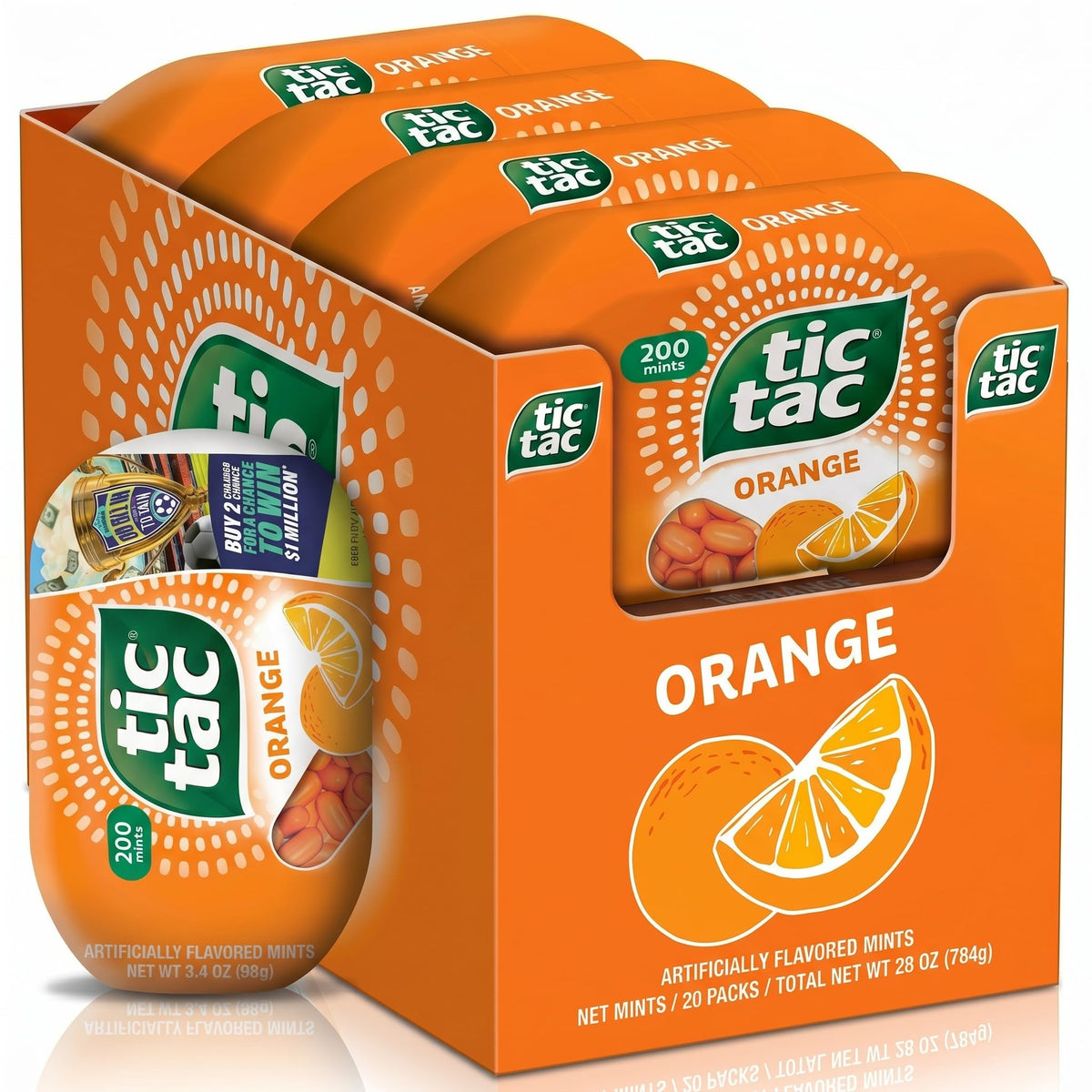 Tic Tac Orange Mints – On-The-Go Freshness, 3.4 oz (8 Pack)