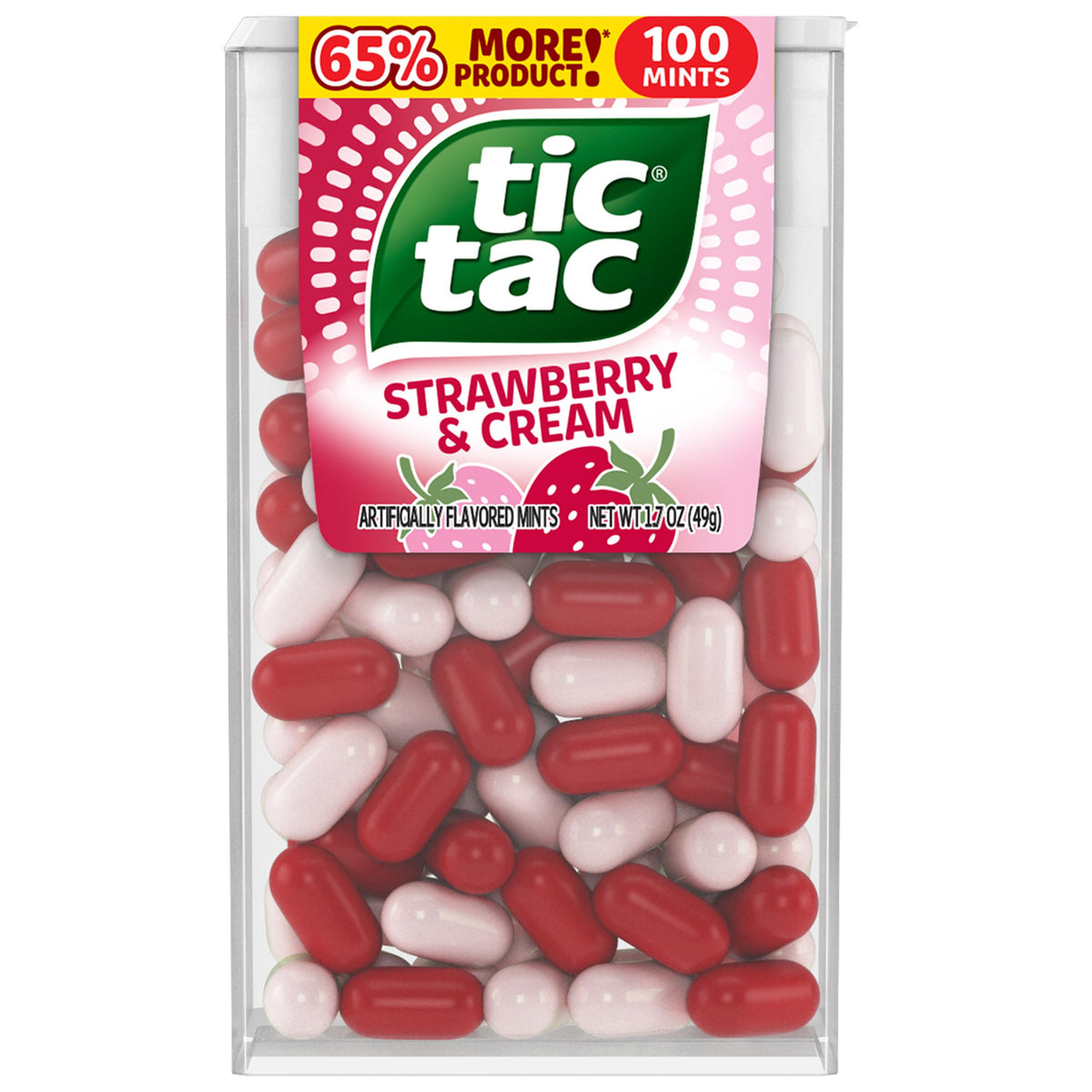 Tic Tac Strawberry & Cream Mints – 100 Mints, 12-Pack, On-the-Go