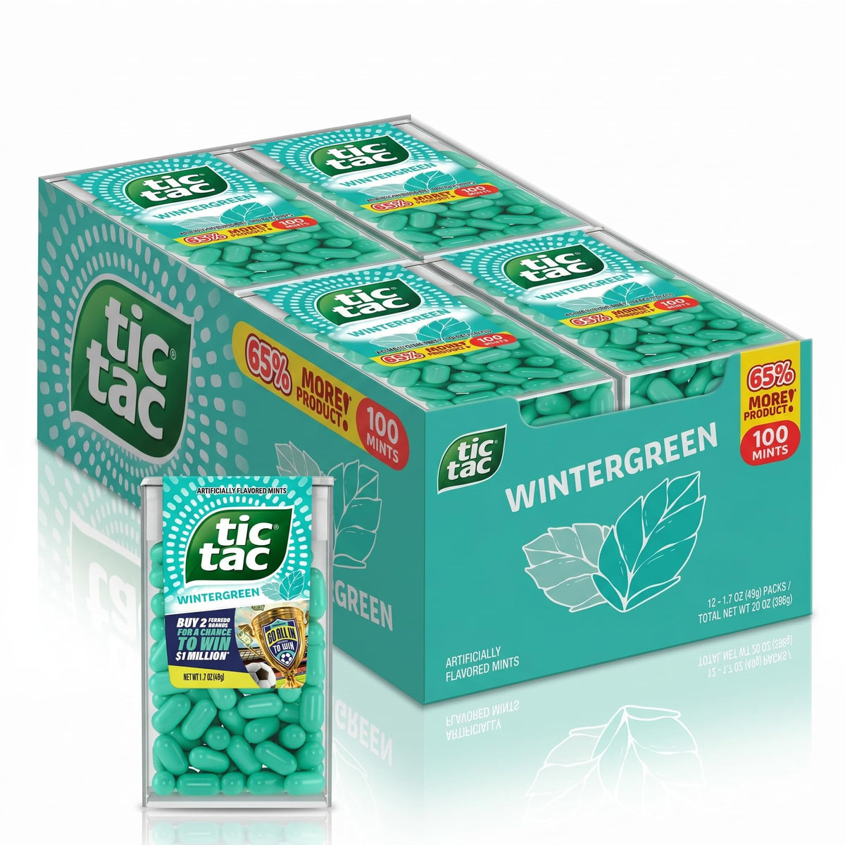 Tic Tac Wintergreen Breath Mints – 100 Mints per Pack, Bulk 12 Pack, 1.7 oz Each