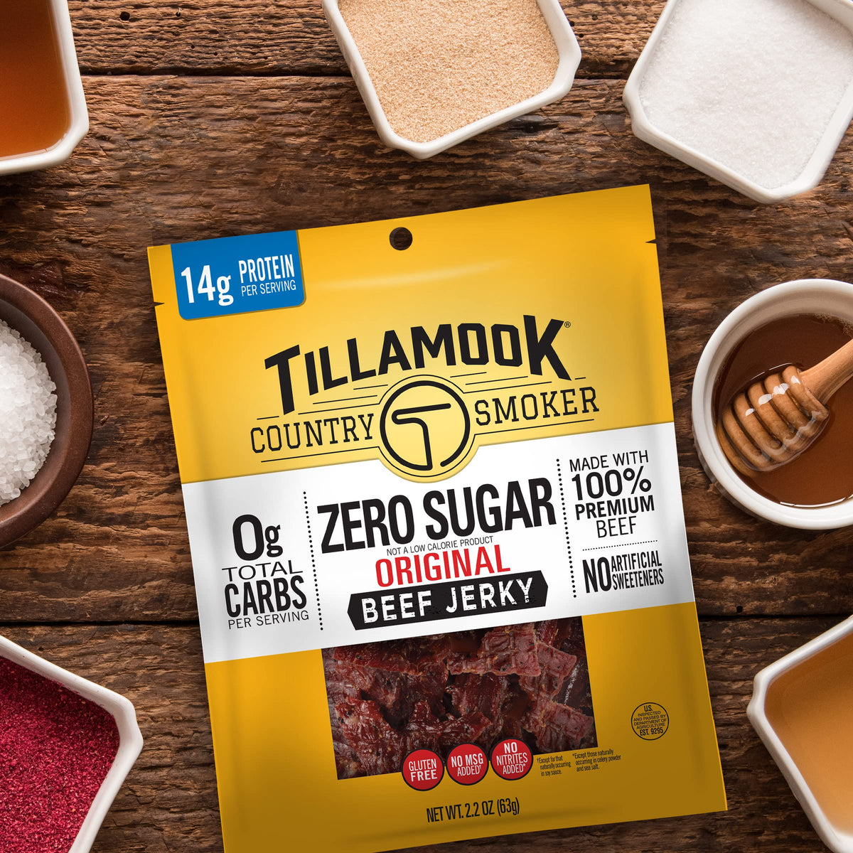 Tillamook Country Smoker Keto Zero Sugar Beef Jerky - Original 2.2oz (Pack of 4)