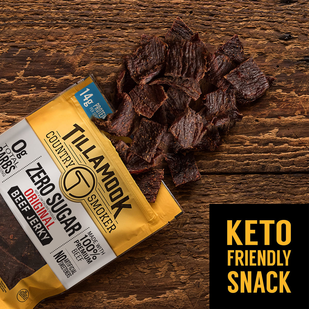 Tillamook Country Smoker Keto Zero Sugar Beef Jerky - Original 2.2oz (Pack of 4)