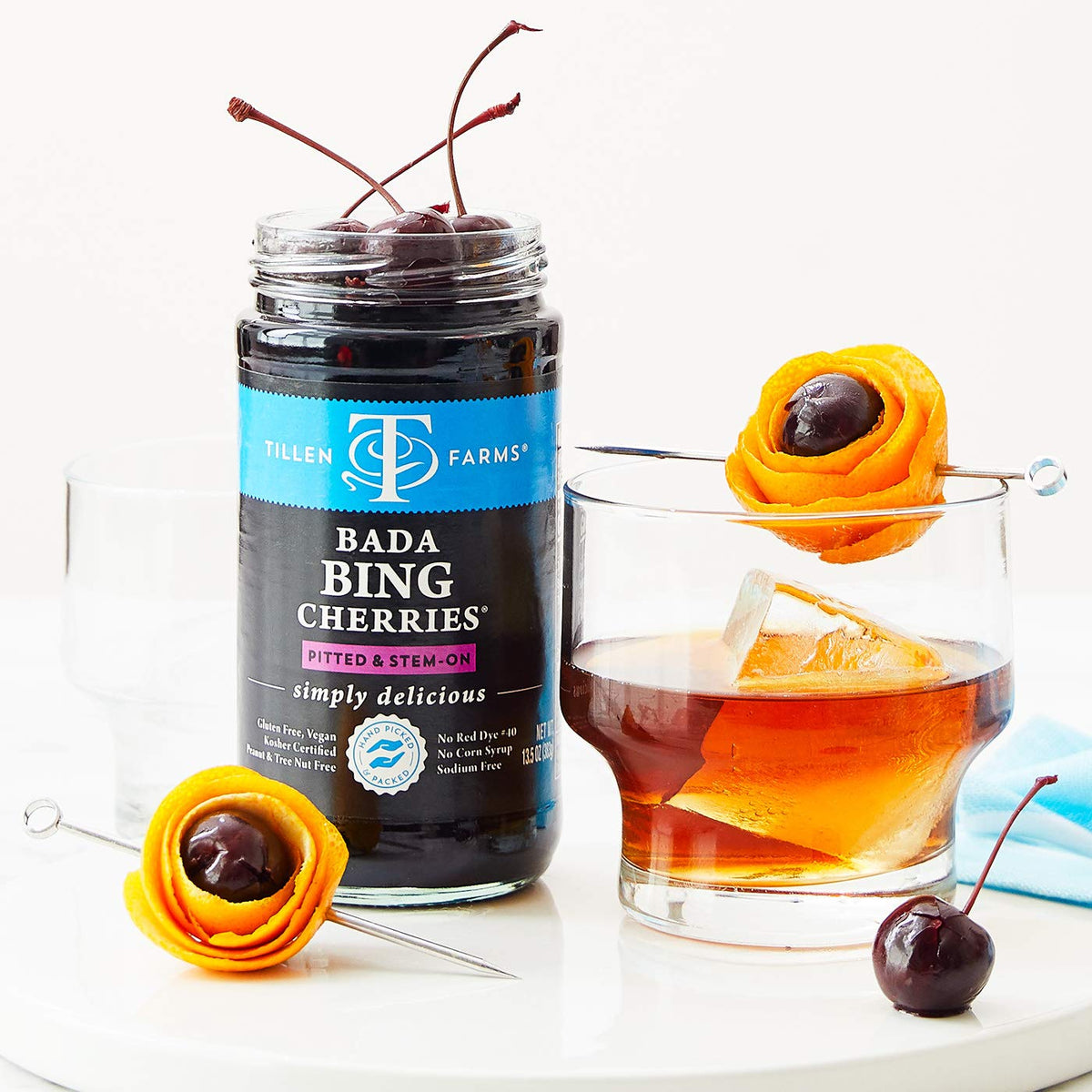 Tillen Farms Bada Bing Cherries, 13.5 oz (Pack of 6) | Premium Cherries for Snacking & Cocktails