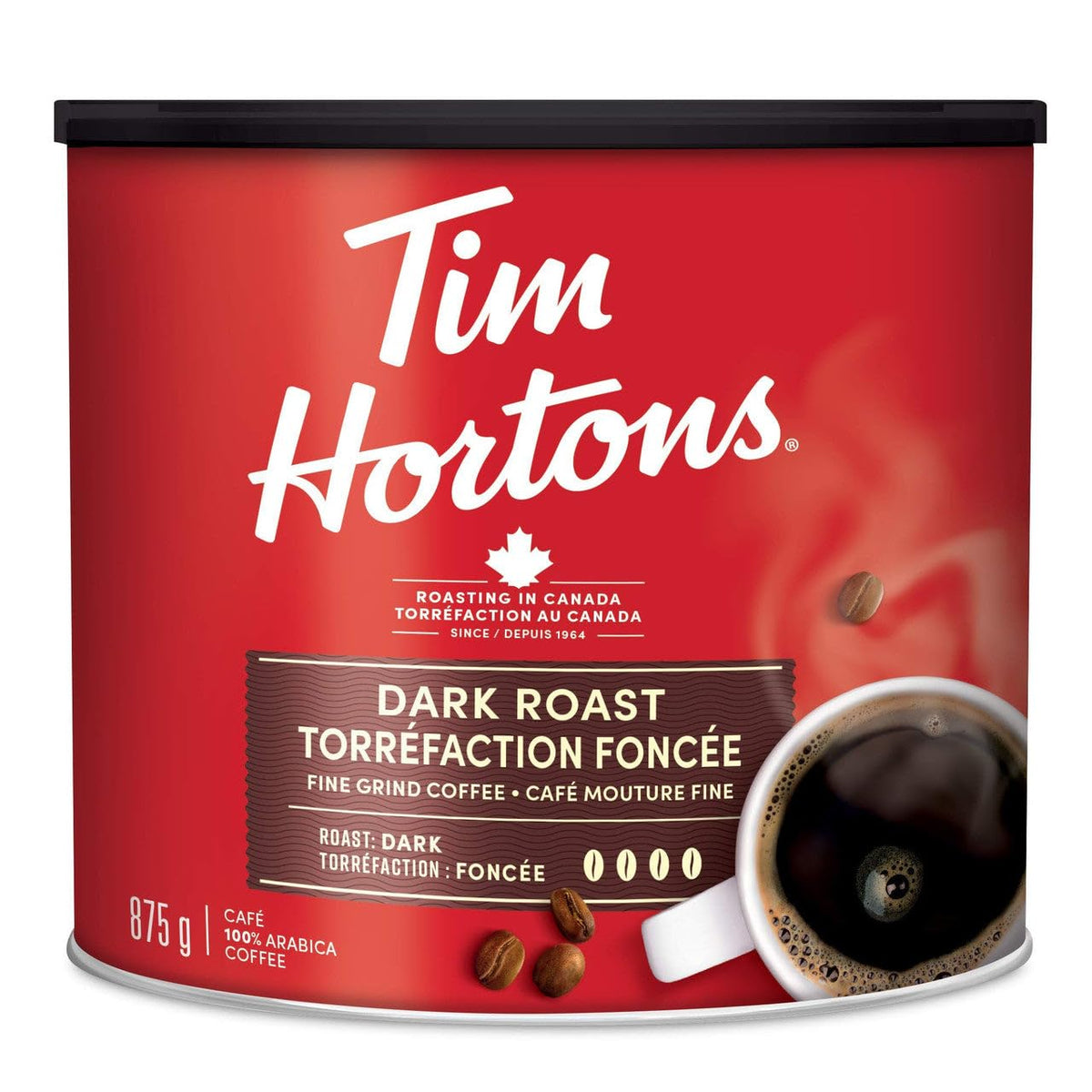 Tim Hortons 100% Arabica Dark Roast Ground Coffee – Decaffeinated, Organic, 875 g / 30.86 oz