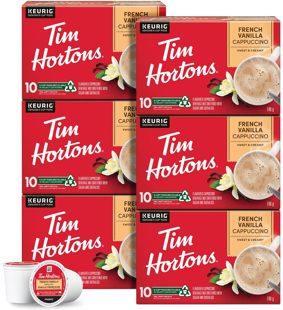 Tim Hortons French Vanilla Cappuccino K-Cup Pods – 60 Count, Keurig Compatible