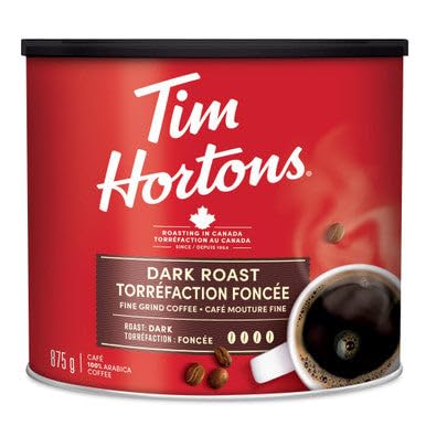 Tim Hortons 100% Arabica Dark Roast Ground Coffee – Decaffeinated, Organic, 875 g / 30.86 oz
