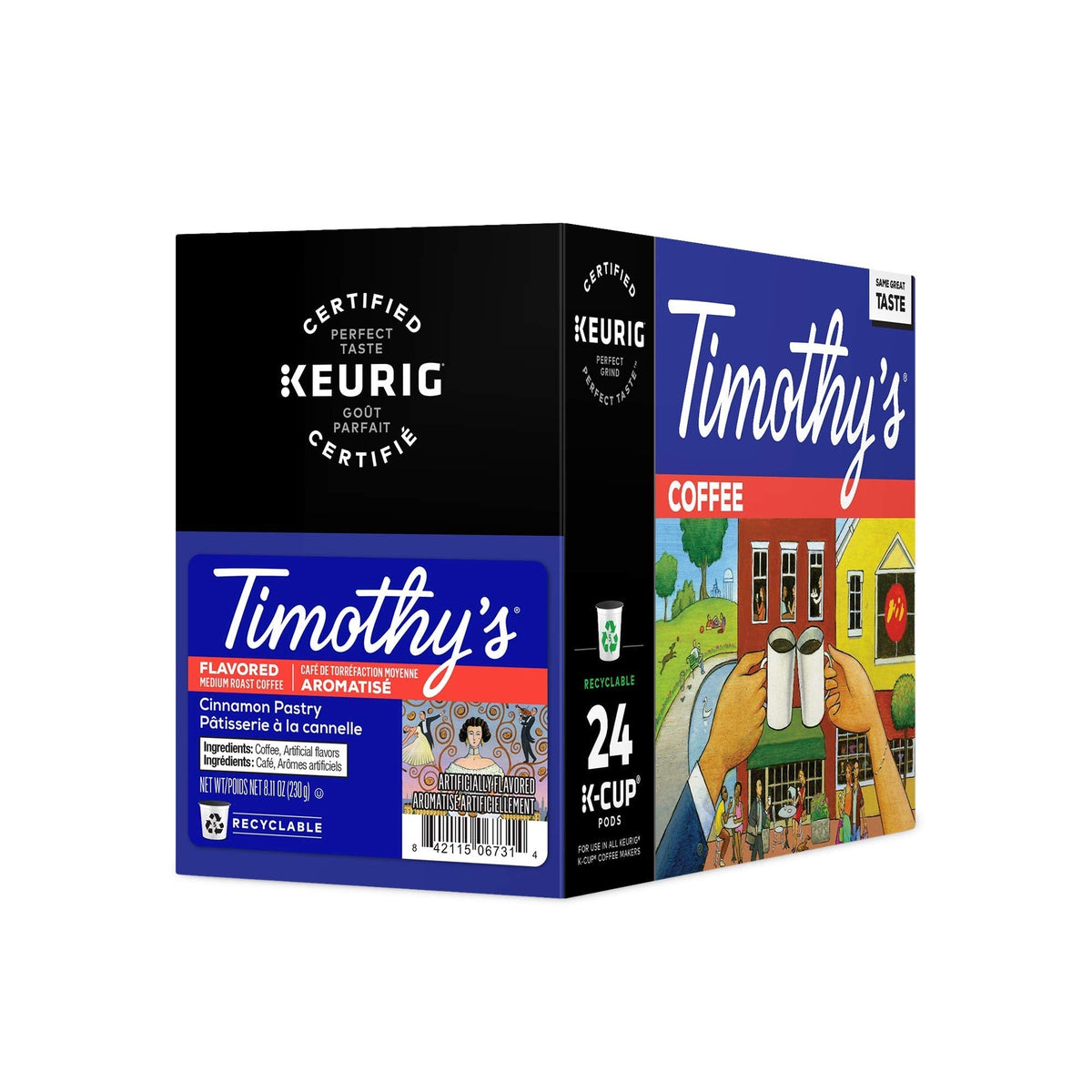 Timothy's Cinnamon Pastry Coffee K-Cup Pods – Medium Roast, 96 Count