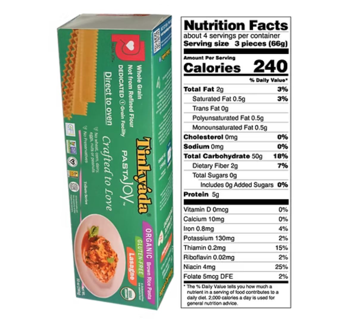 Tinkyada Organic Gluten-Free Brown Rice Pasta Variety Pack – 8 Packs (Elbow, Spaghetti, Lasagne & Penne)