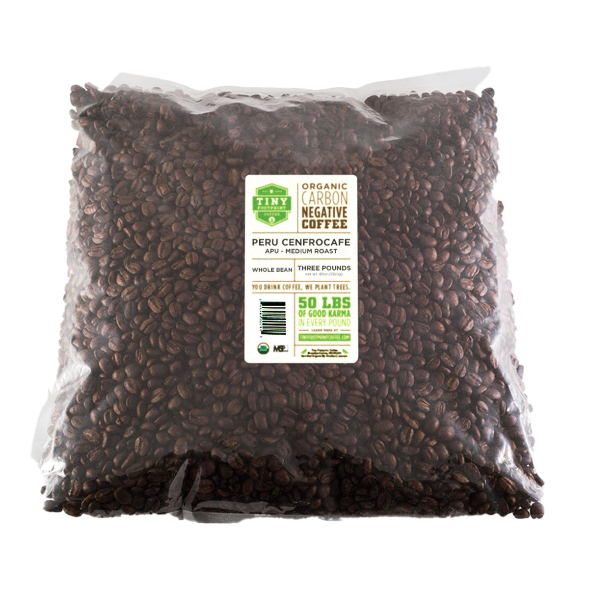 Tiny Footprint Coffee - Fair Trade Organic Peru APU Medium Roast (3 lb) - Carbon Negative