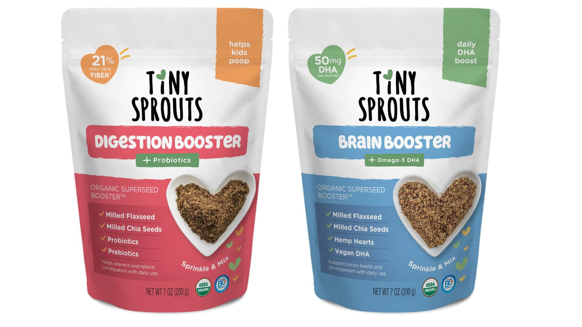 Tiny Sprouts Organic Brain & Digestion Booster Duo – Kids Omega-3, Probiotics