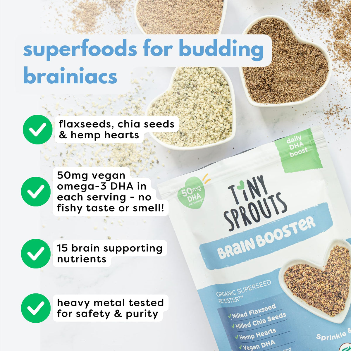 Tiny Sprouts Organic Brain & Digestion Booster Duo – Kids Omega-3, Probiotics