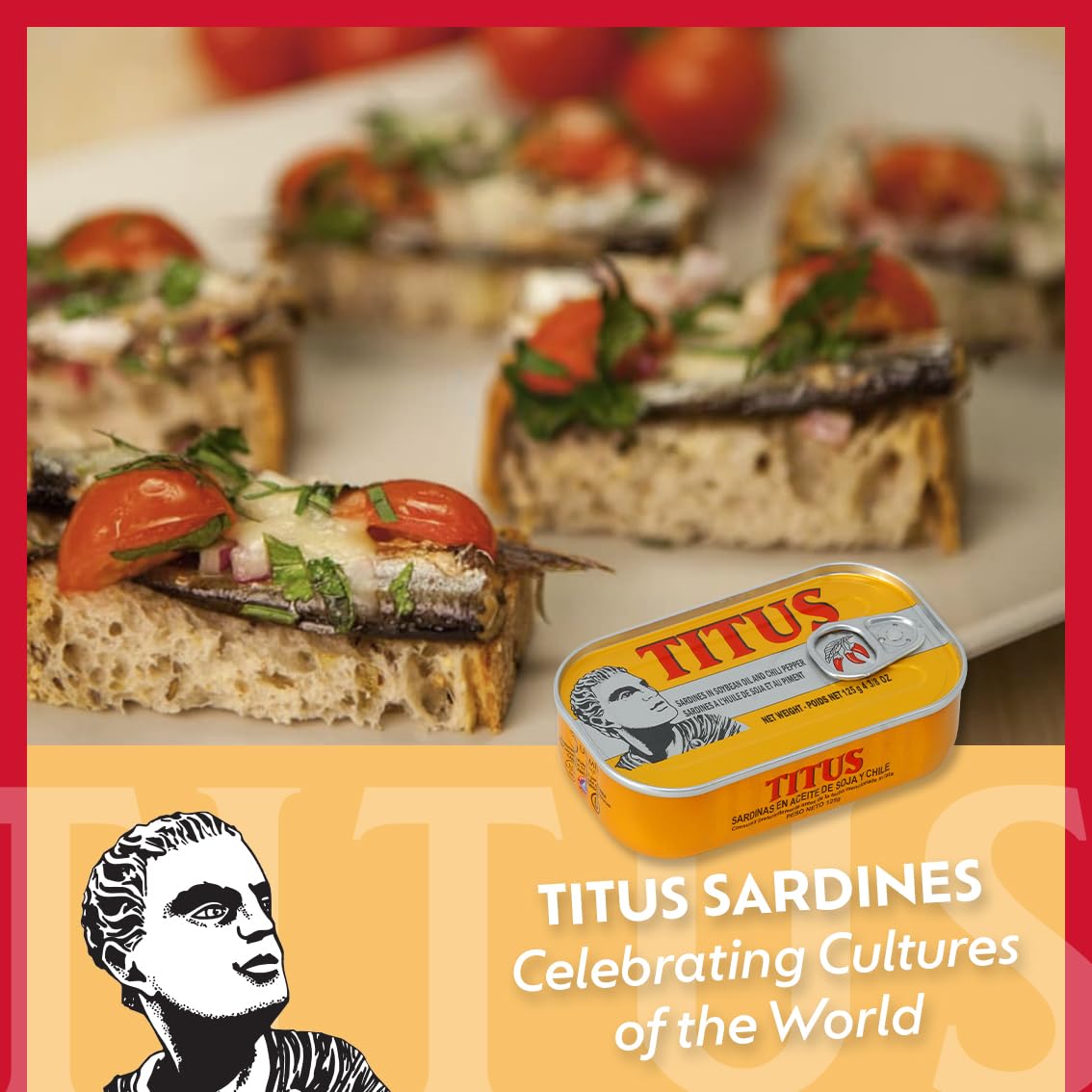 TITUS Sardines in Soybean Oil & Chili Pepper – Pack of 12 | Premium Quality Sardines, Omega-3 & Protein