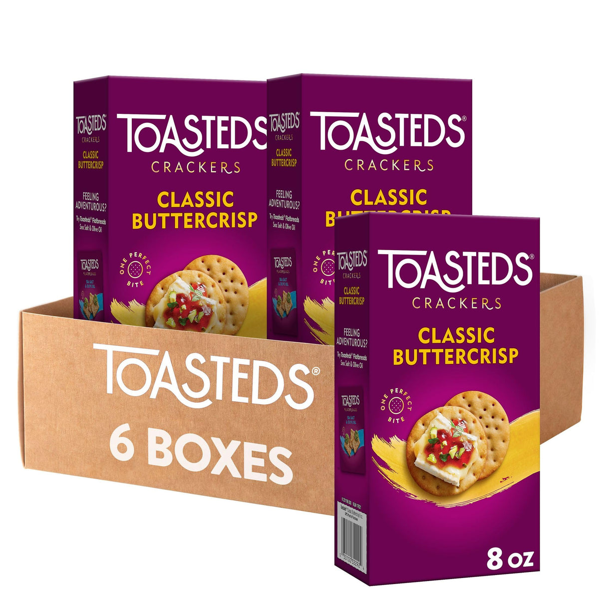 Toasteds Classic Buttercrisp Crackers — Party & Lunch Snacks (6 Boxes)