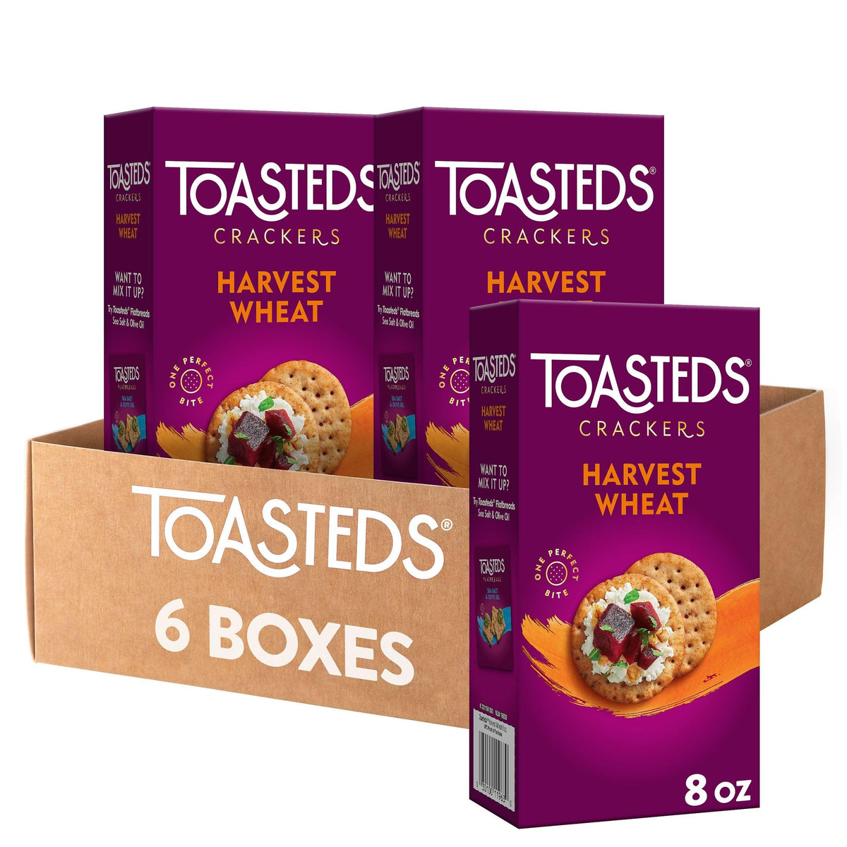 Toasteds Harvest Wheat Crackers – 6-Box Party & Lunch Snack Bundle