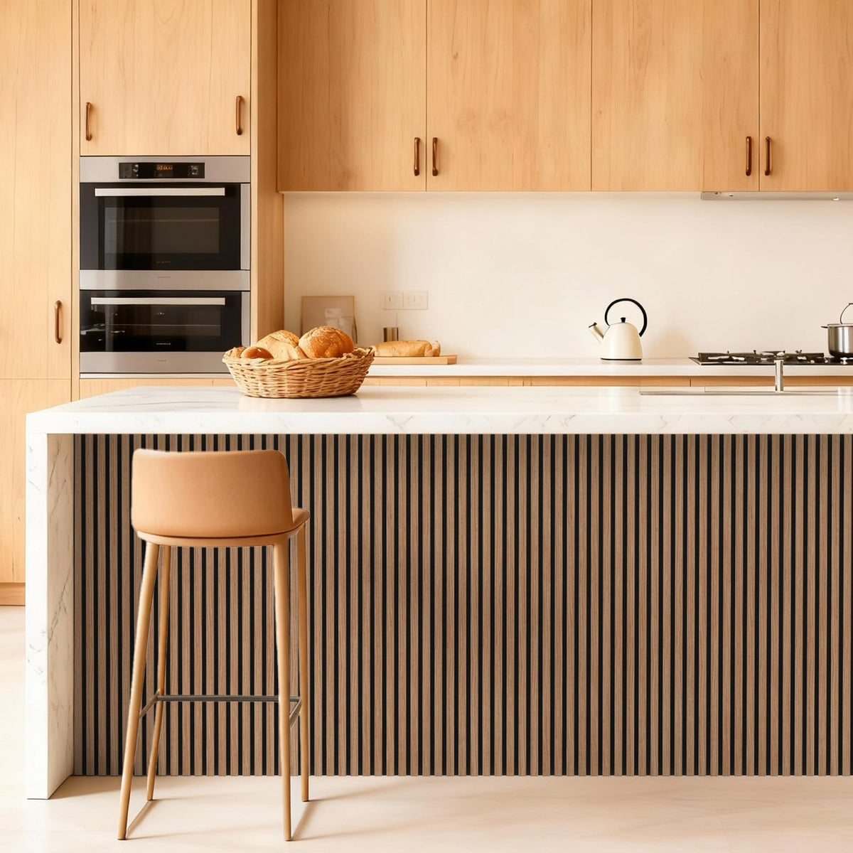 TONOR Wood Slatwall Panels, 4 Pack 47.2" x 23.6"/ 120 x60cm(31ft²) Acoustic Wall Panels, Wood Slat Acoustic Panels for Noise Cancelling and Home Decor, Living Room, Bedroom, Office, Room Decor, Walnut