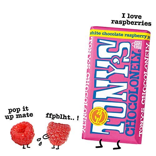 Tony's Chocolonely Belgian White Chocolate Raspberry Popping Candy Bar – Fairtrade 28% Cacao, 4 Bars
