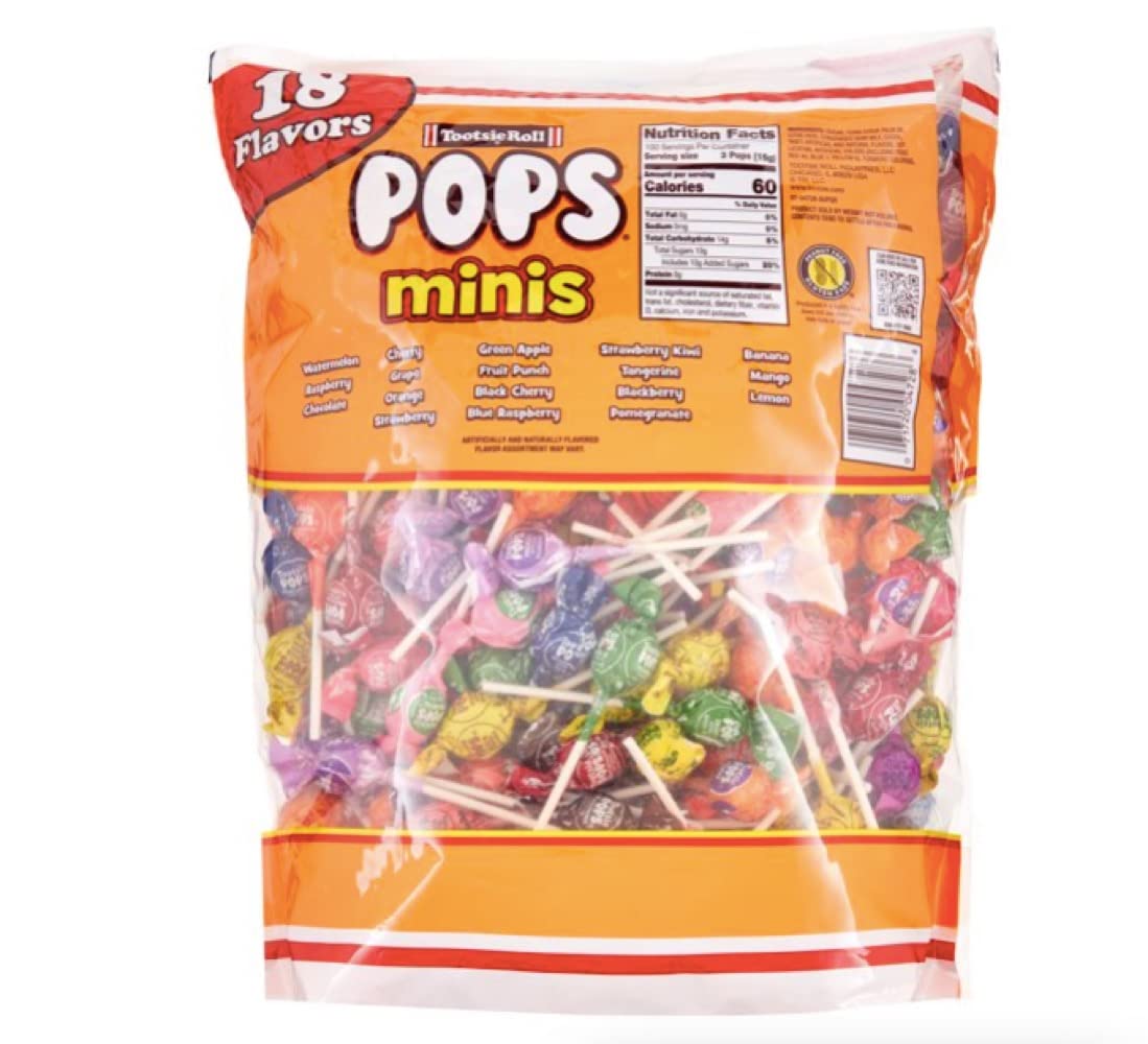 Tootsie Roll Assorted Flavor Mini Pops – 300 Count Bulk Bag, 54 oz | Gluten-Free Mini Lollipops