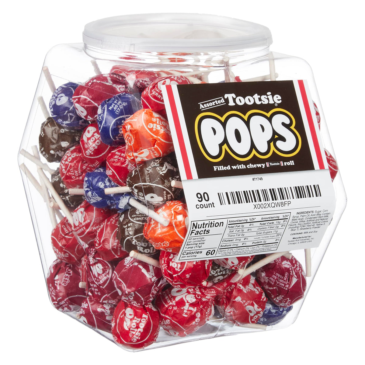 Tootsie Roll Pops Variety Pack 90 Lollipops in Reusable Tub Assorted Flavors