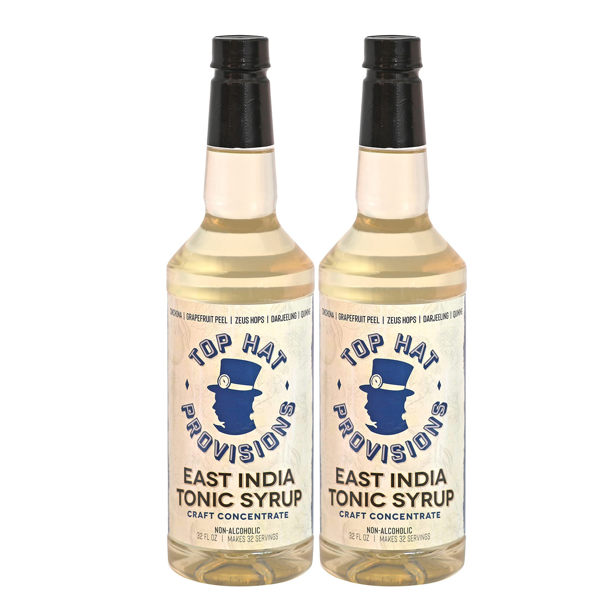 Top Hat East India Tonic Syrup – 2x32oz Pack, 5x Natural Quinine Tonic Concentrate