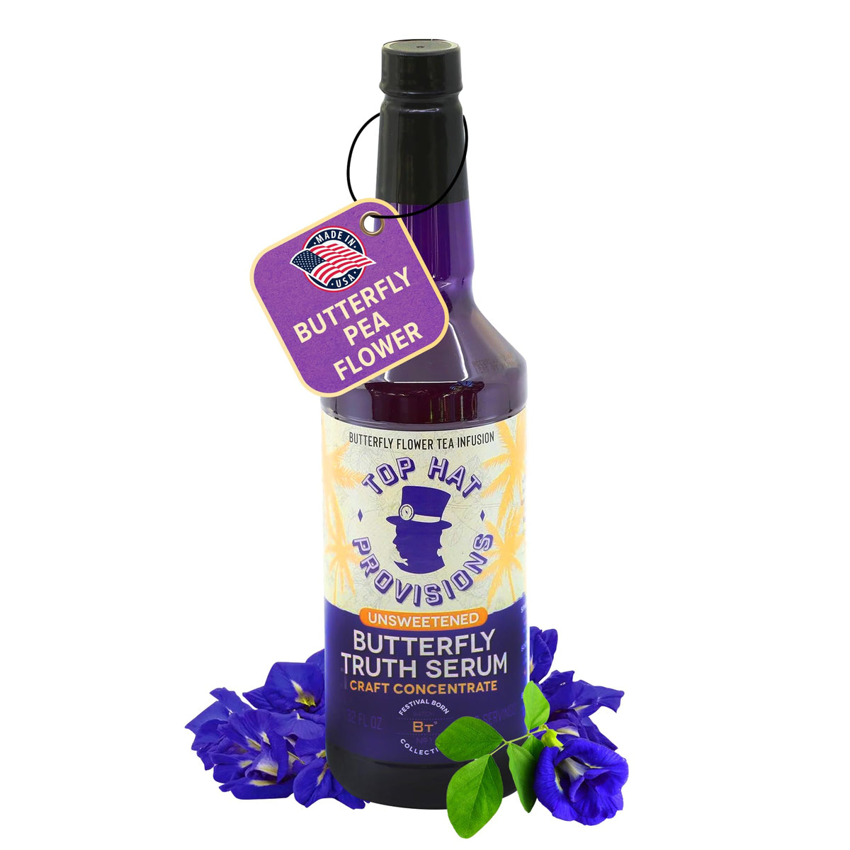 Top Hat Butterfly Truth Serum - Butterfly Pea Flower Extract | Indigo Blue Hue for Drinks - 32oz