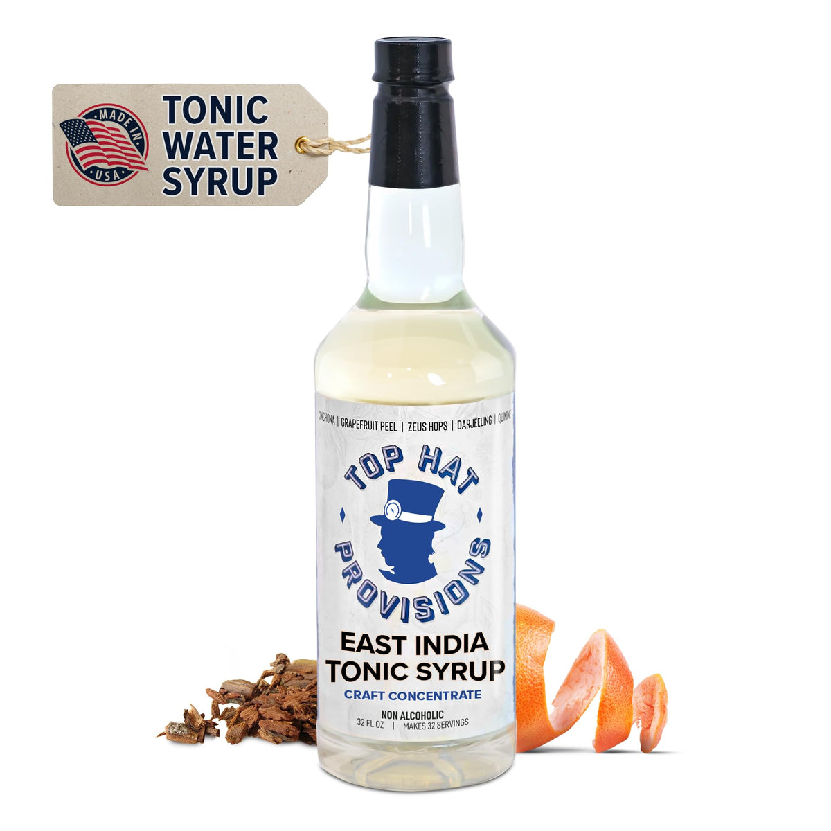 Top Hat East India Quinine Tonic Syrup – 32oz Concentrate for Premium Tonic & G&T