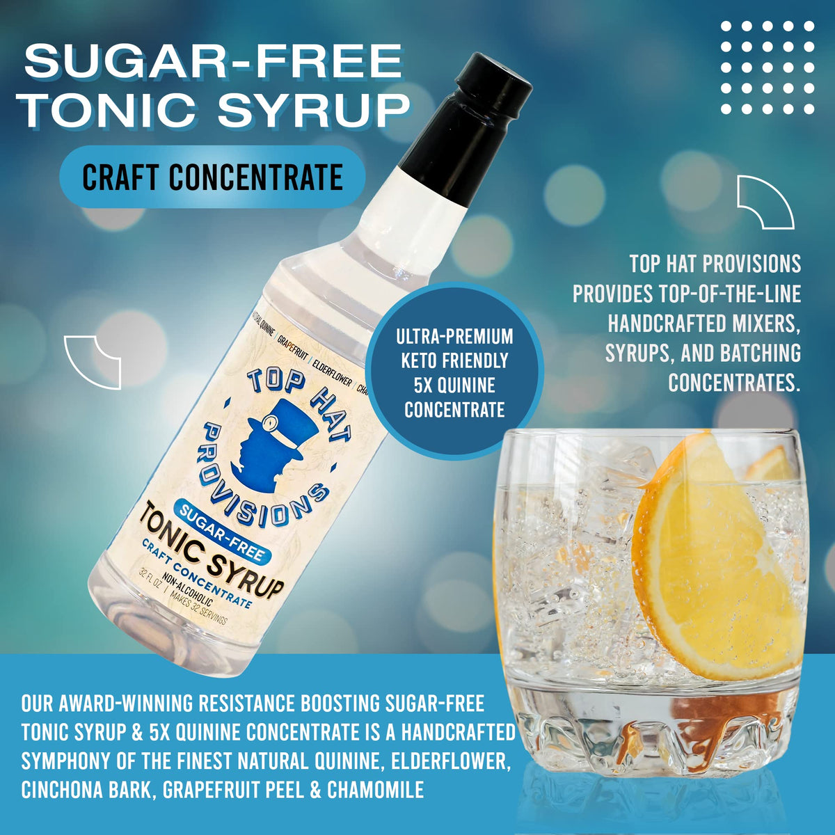 Top Hat Provisions Keto Sugar Free Tonic Syrup – 2-Pack, 32oz