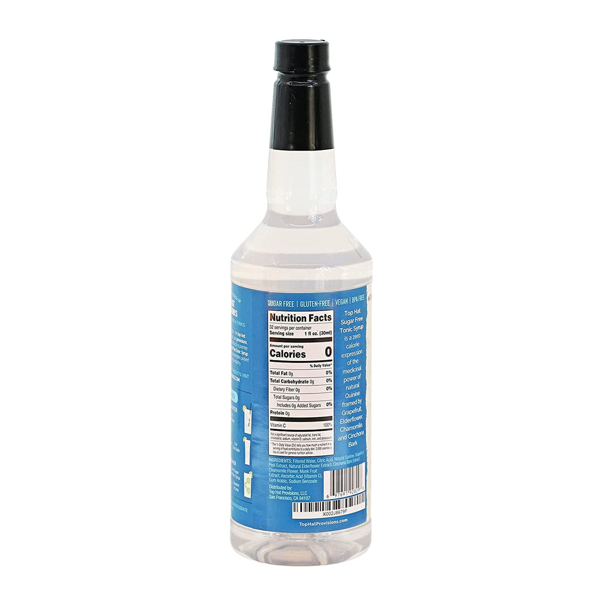 Top Hat Provisions Keto Sugar Free Tonic Syrup 32oz | 5x Quinine Concentrate + Organic Monk Fruit