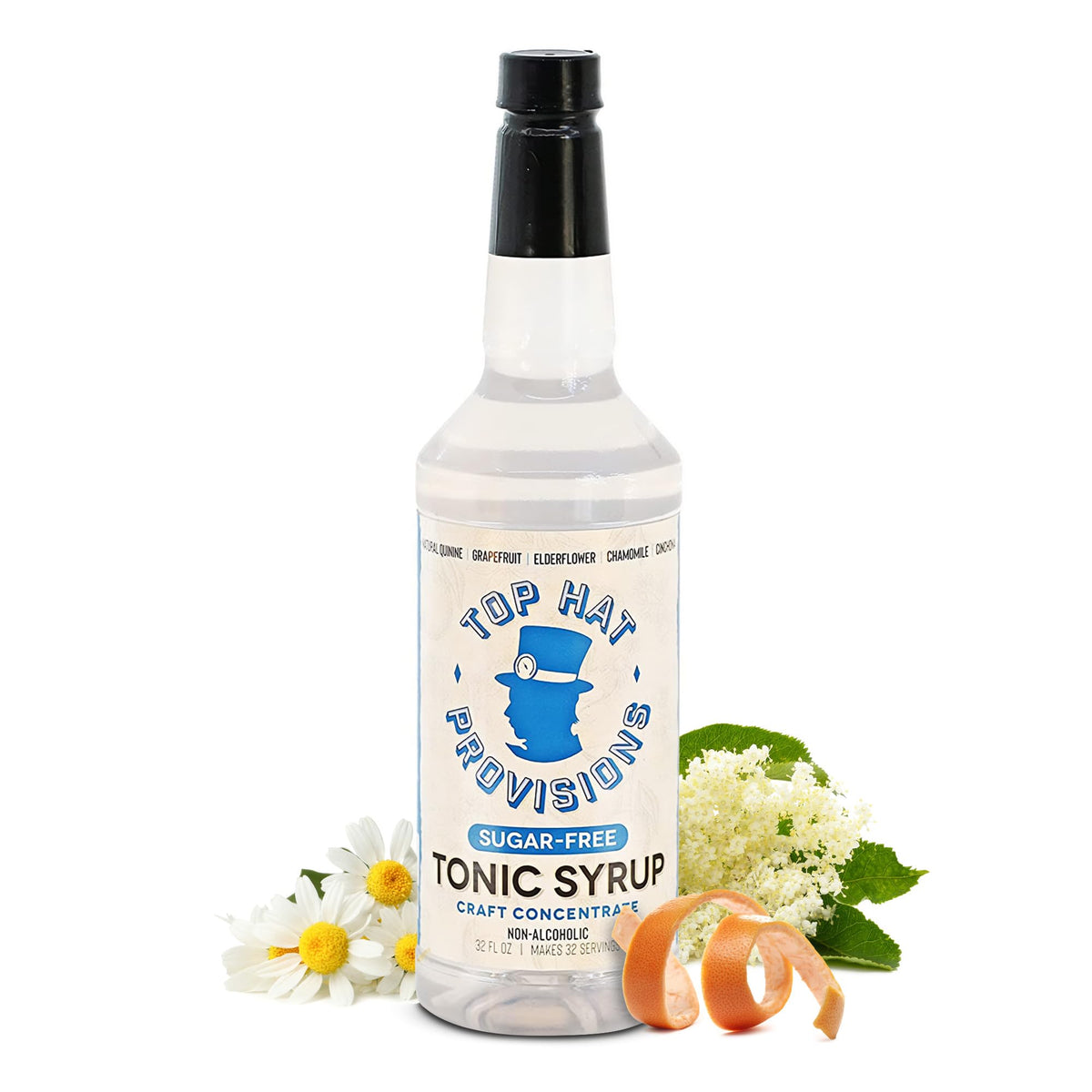 Top Hat Provisions Keto Sugar Free Tonic Syrup 32oz | 5x Quinine Concentrate + Organic Monk Fruit