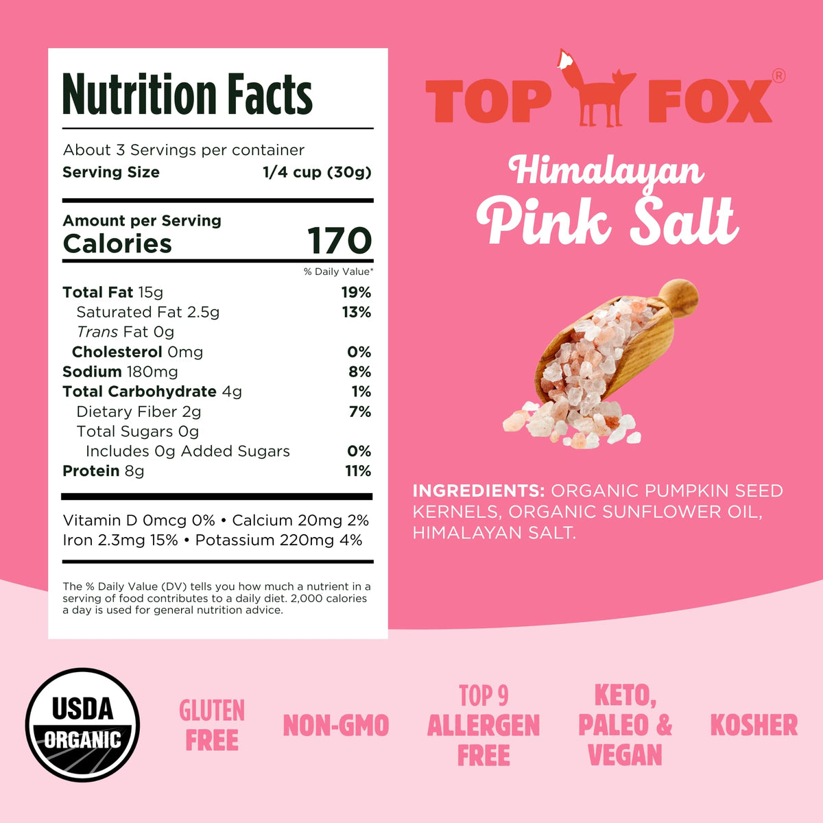 Top Fox Pumpkin Seeds to Eat – Himalayan Pink Salt, 3.5 oz (6 Pack) | Gluten Free, Keto & Vegan