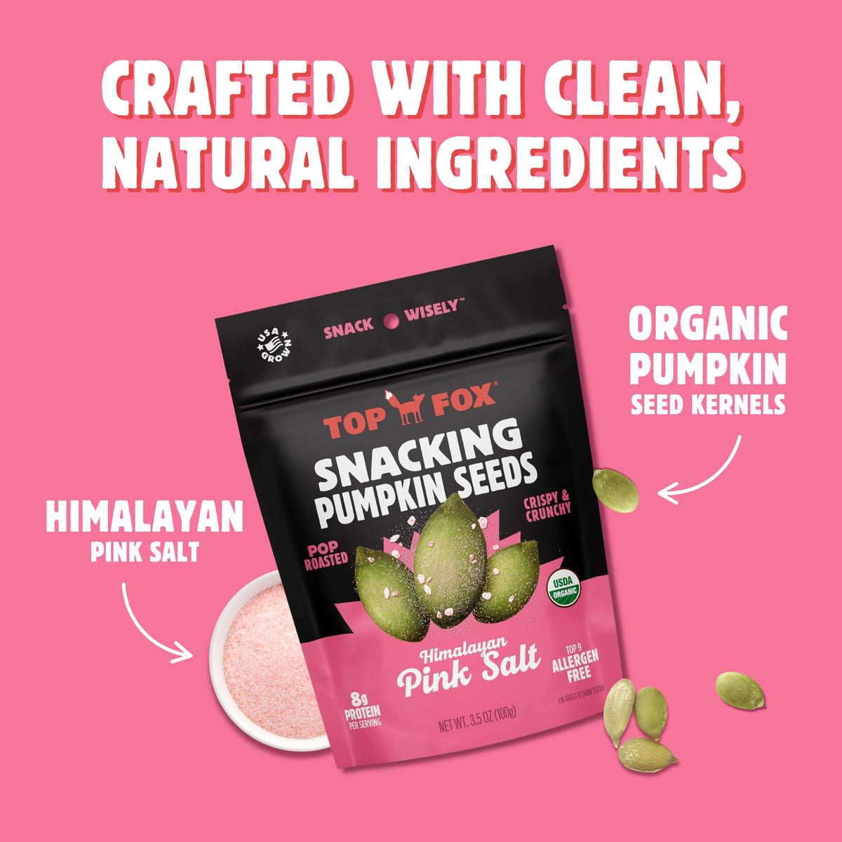 Top Fox Pumpkin Seeds to Eat – Himalayan Pink Salt, 3.5 oz (6 Pack) | Gluten Free, Keto & Vegan