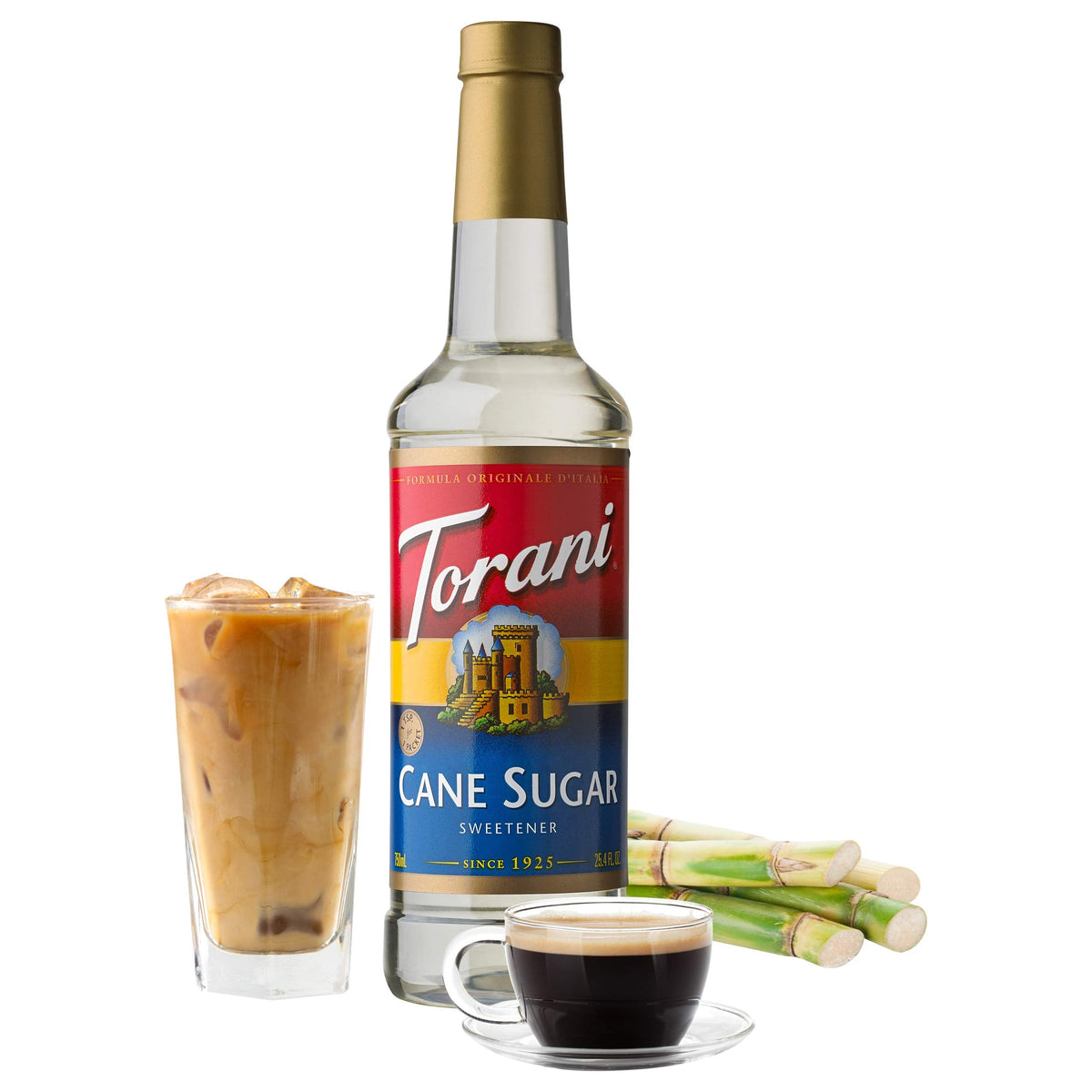 Torani Cane Sugar Syrup – 25.4 oz (Pack of 4) for Coffee, Tea & Cocktails