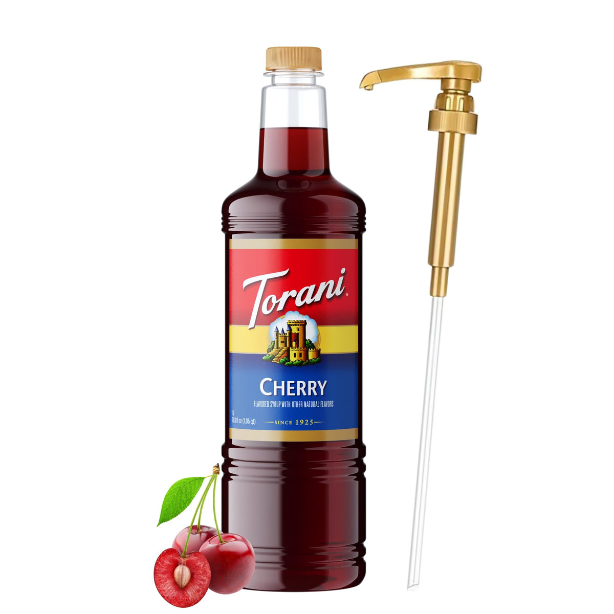 Torani Cherry Coffee Syrup 1L with Pump – Café-Quality Flavor for Lattes