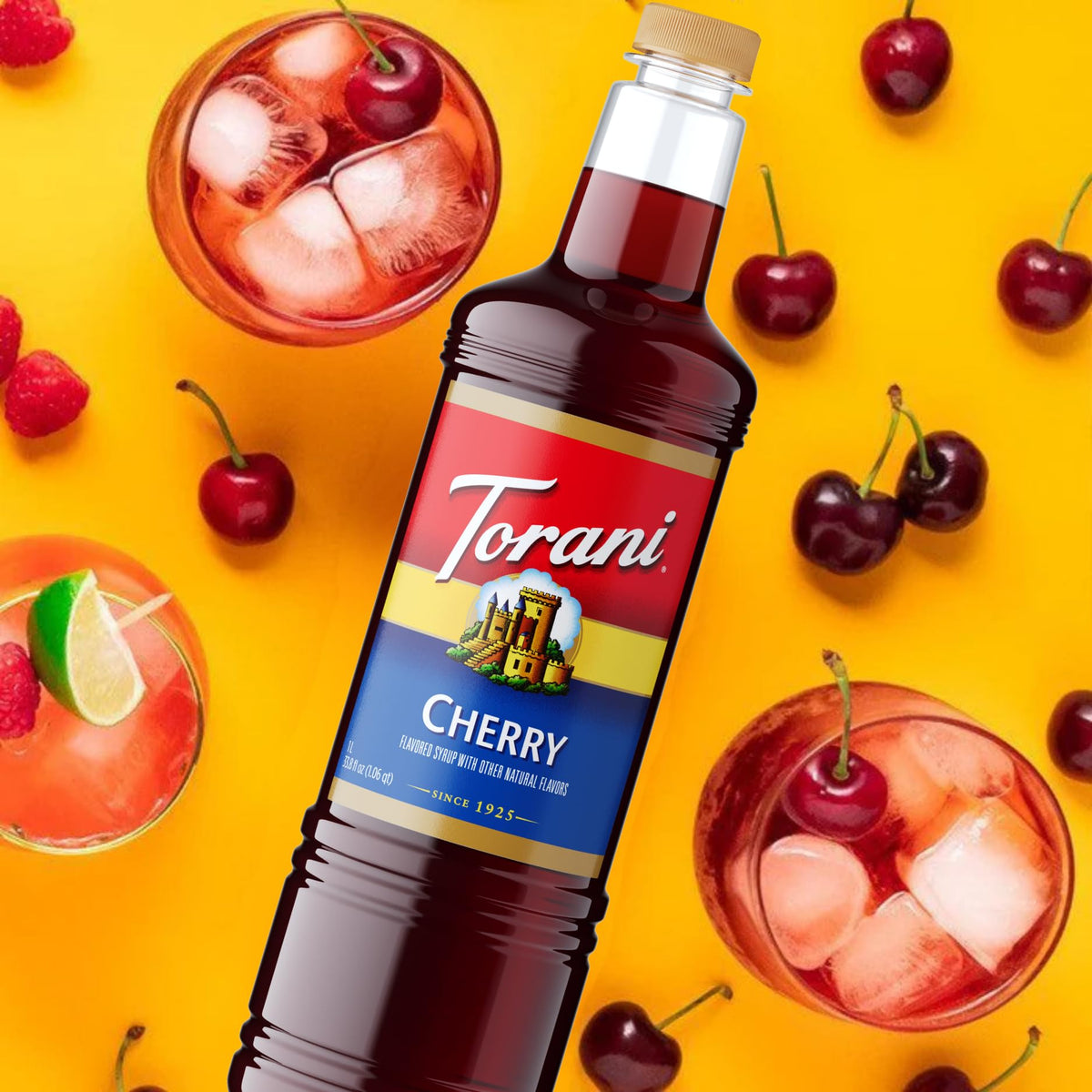 Torani Cherry Coffee Syrup 1L with Pump – Café-Quality Flavor for Lattes
