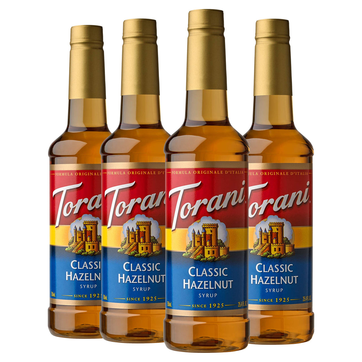 Torani Classic Hazelnut Syrup – 25.4 oz (Pack of 4) | Premium Coffeehouse Flavor