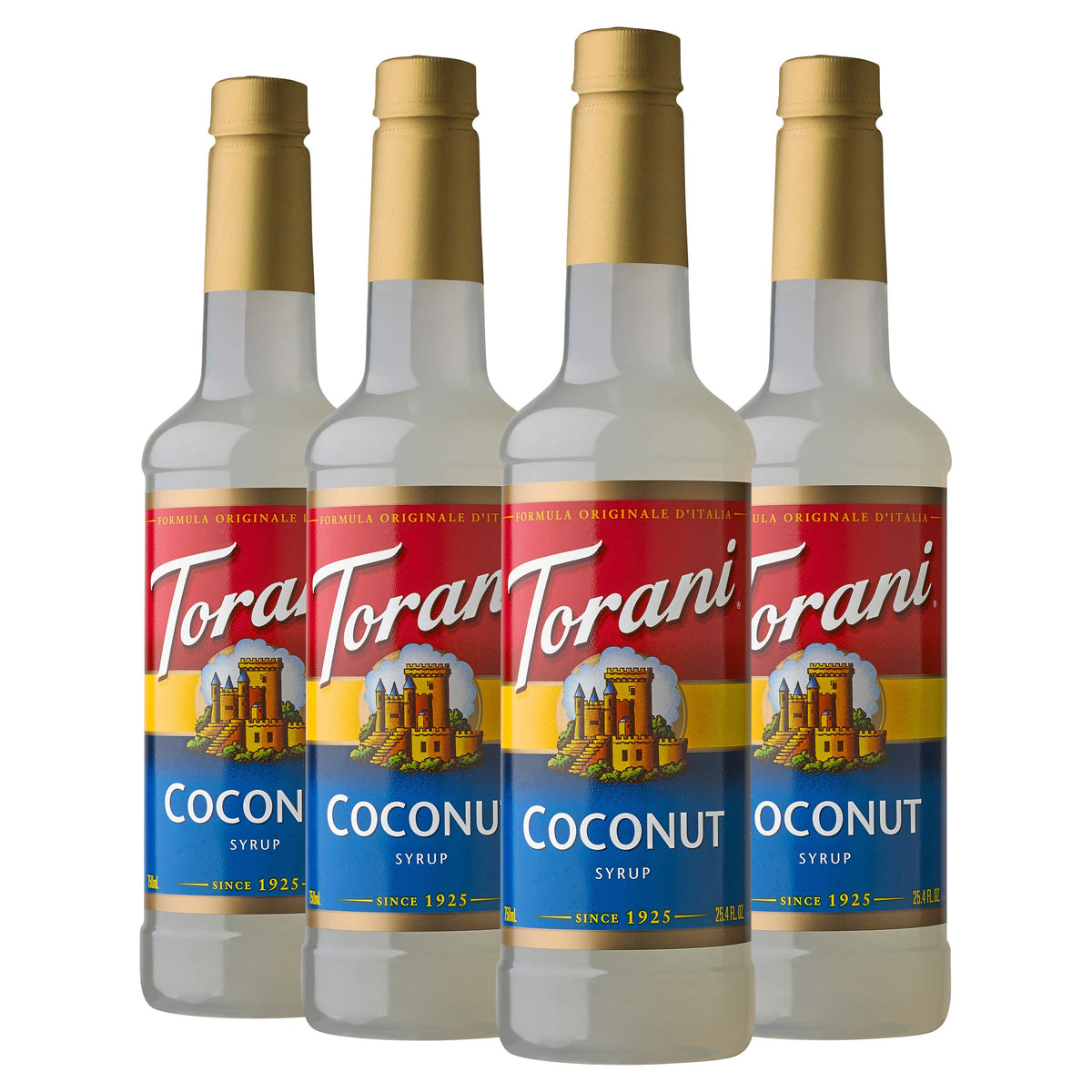 Torani Coconut Syrup – 25.4 oz (Pack of 4) | Coconut Flavor for Coffee, Tea & Sodas
