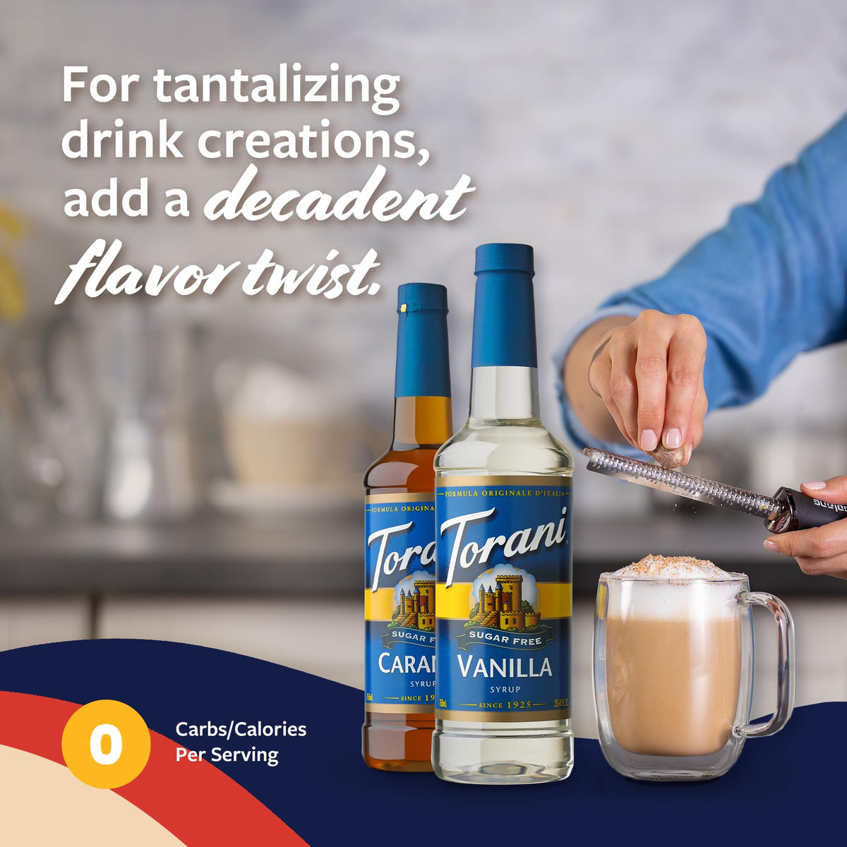 Torani Sugar Free Caramel & Vanilla Syrup 2-Pack — Pumps Included, 25.4 oz Each