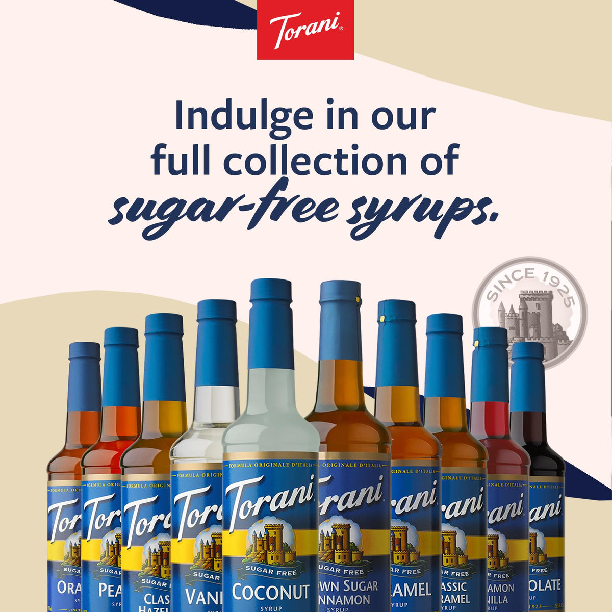 Torani Sugar Free Classic Caramel & French Vanilla Syrup 2-Pack – 750ml Each | Pumps Included