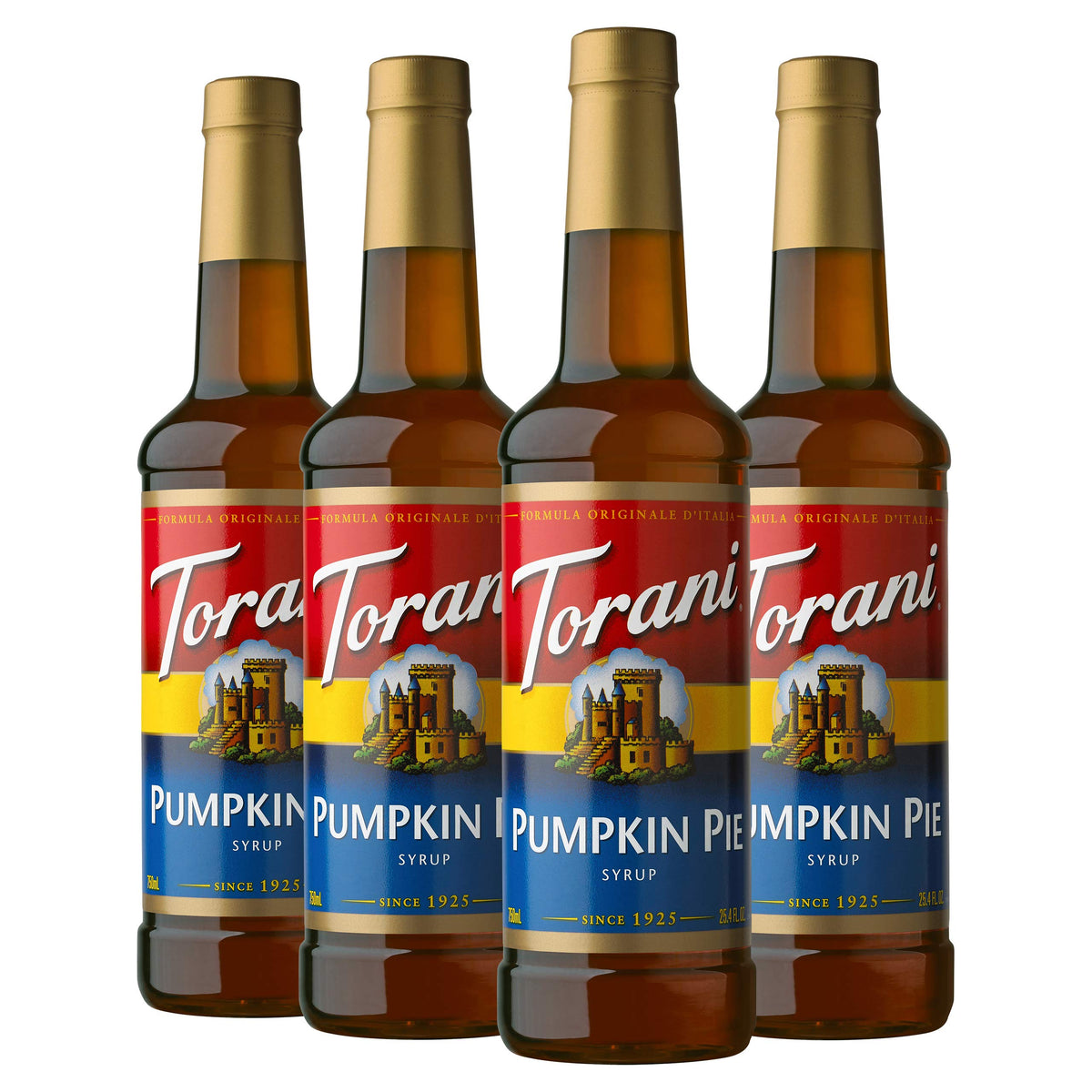 Torani Pumpkin Pie Syrup – 25.4 oz Bottles (Pack of 4) | Authentic Coffeehouse Flavor