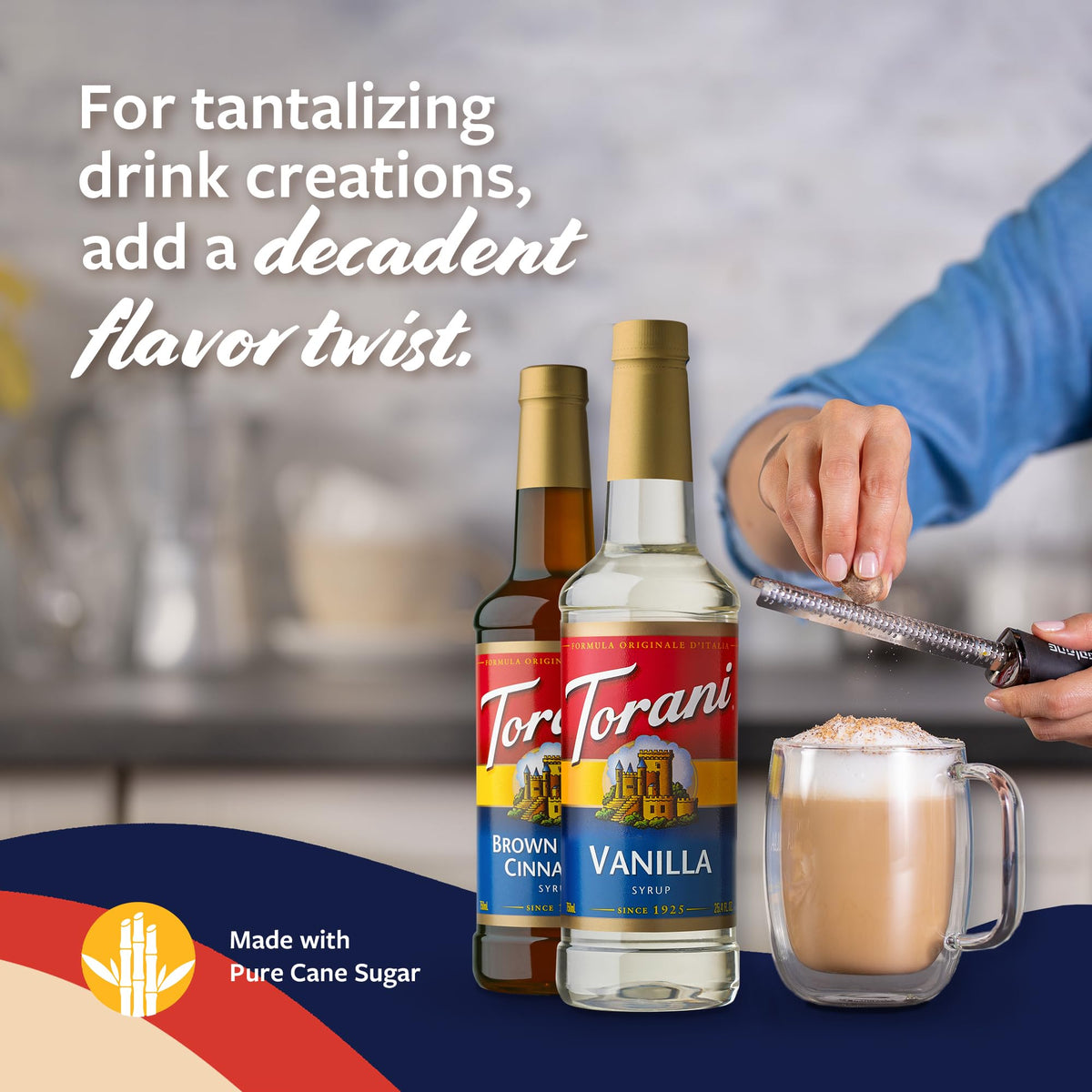 Torani Brown Sugar Cinnamon & Vanilla Syrups 2-Pack with Pumps – 25.4 Fl Oz Each
